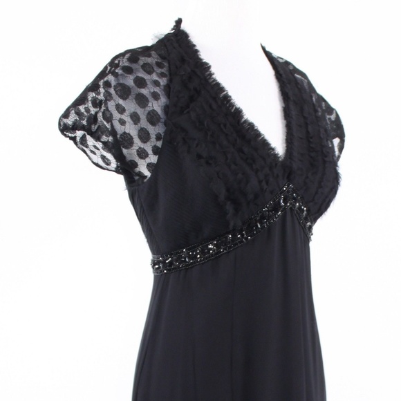 Badgley Mischka black cap sleeve dress S - Picture 4 of 8